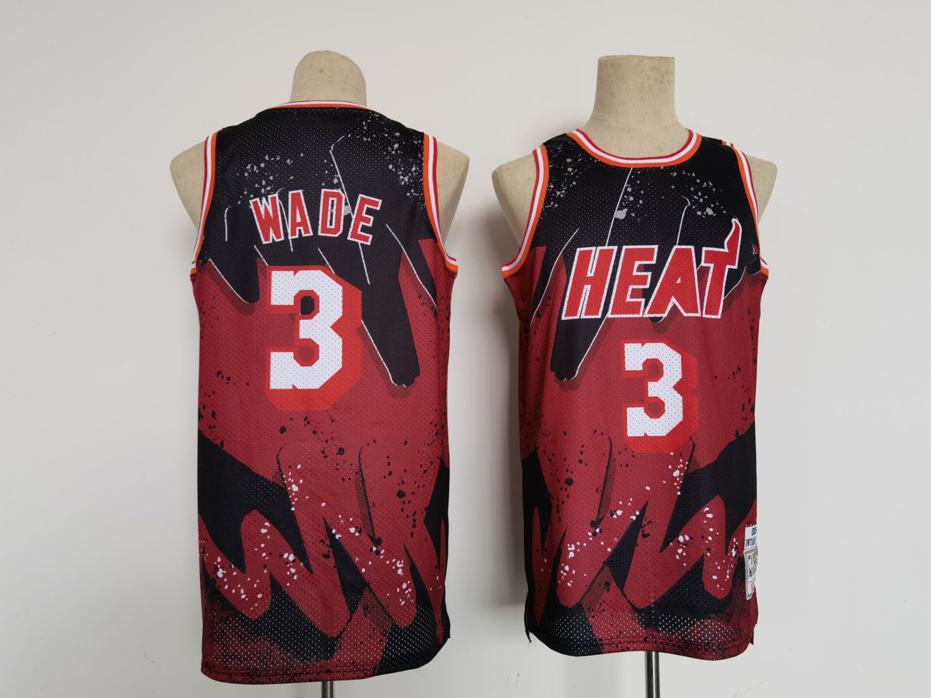 Men Miami Heat 3 Wade Red Hip hop version 2022 NBA Jersey